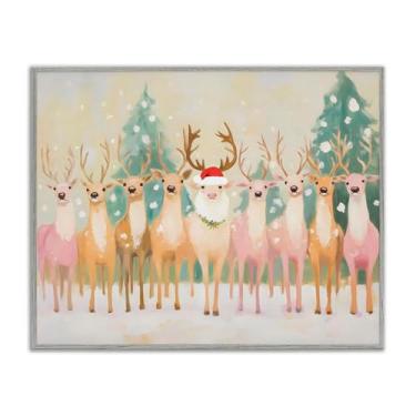 Imagem de Stupell Industries "Rena do Papai Noel pastel", arte giclée emoldurada, cinza, 14 x 11