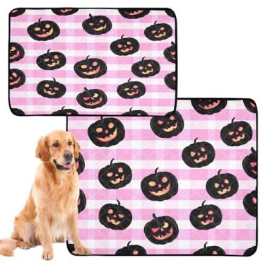 Imagem de CEBUGI Almofadas de xixi laváveis para cães, pacote com 2, almofadas impermeáveis para filhotes de cachorro, antiderrapante, à prova de vazamento, para cama de cercadinho, abóboras pretas