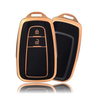 Imagem de Capa protetora para chave de carro com 2/3 botões compatível com Toyota Prius Camry Corolla CHR C-HR RAV4 Land Cruiser Prado Hilux Capa protetora para chaveiro (acessório de reposição, não OEM)