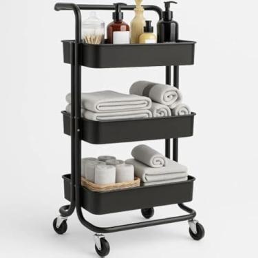 Imagem de Prateleira de metal com rodinhas, organiza coisas e acessorios, eficiente