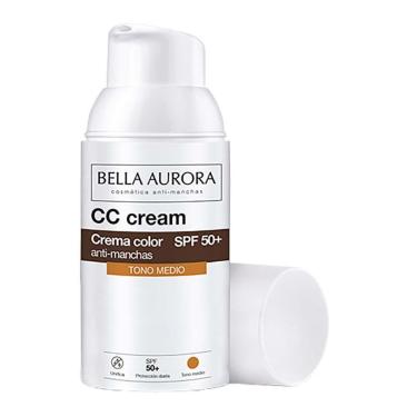 Imagem de Creme Anti-Manchas com Cor Bella Aurora CC Cream FPS50 Média-Unissex