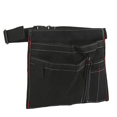 Imagem de HUIOP Bolsa Organizadora de Ferramentas de Avental Trabalho, Bolsa Cinto Ferramentas, Armazenamento Organizadora Lona Pendurada na Cintura Com 6 Bolsos, para Kit (Preta)