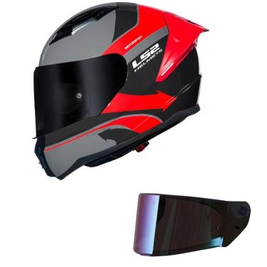 Imagem de Capacete LS2 FF810 Vigo Vision Cinza e Vermelho Mais Viseira Camaleão