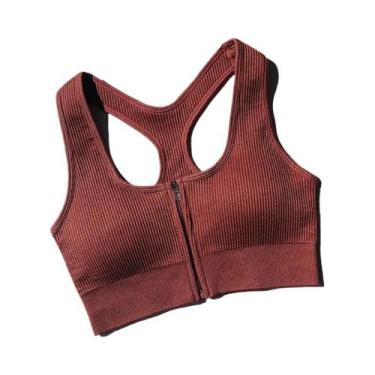 Imagem de Top Esportivo Feminino Com Zíper, Sutiã De Fitness, Roupas Para Academ