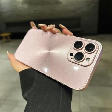 Imagem de Capa com textura brilhante para iPhone 16, 15, 14, 13, 12 e 11 Pro Max, com proteção para lente, efeito quartzo, compatível com iPhone 11 Pro Max.