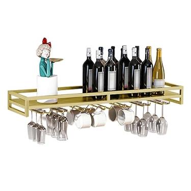 Imagem de Suporte para copos de vinho, suporte de parede para copos de vinho, suporte de garrafa de economia de espaço, para cozinha, adega, prateleira de exibição de vinho vintage