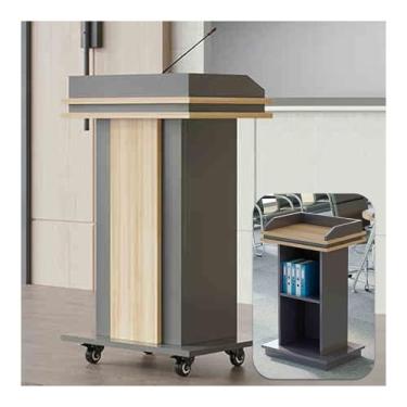 Imagem de Pódio, suporte de pódio móvel, púlpitos de madeira maciça, recepção do cliente no chão, suporte de pódio estável para igrejas, conferências, casamentos, salas de aula (tipo grade, rodízio de gaveta)