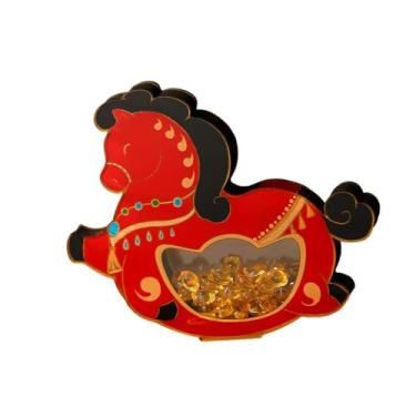 Imagem de MotiveTech Estatueta de Cavalo Ornamental, Estátua de Madeira Robusta, Lembrança Colecionável para Armário de TV, Sala de Estar, Estante de Livros, Loja, Vermelho