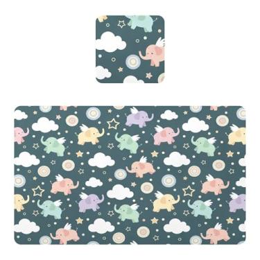 Imagem de Burbuja Jogo americano de elefante, conjunto de 4 para mesa de jantar, tapetes de mesa de PVC à prova d'água, antiderrapantes, resistentes ao calor, fáceis de limpar, 30 x 45 cm