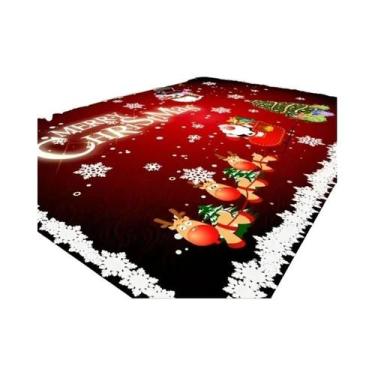 Imagem de Tapete Grande De Natal Com Papai Noel E Boneco De Neve Para Decoração 