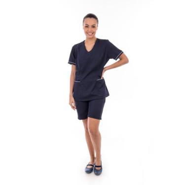 Imagem de Kit com 2 Conjuntos de Jaleco Fechado e Bermuda em Tecido Oxford para 