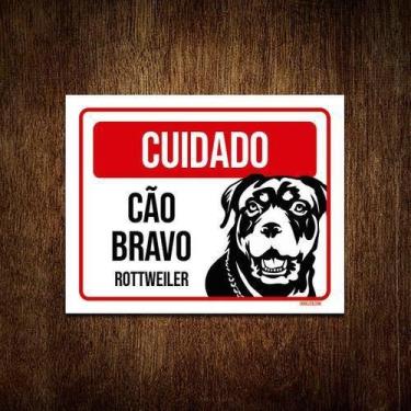 Imagem de Kit 10 Placas Cuidado Cão Cachorro Bravo Rottweiler - Sinalizo.Com