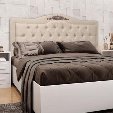 Imagem de Cabeceira Capitonê Provençal Luxo Para Cama De Casal Queen 160cm Linho