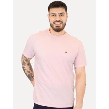 Imagem de Camiseta Tommy Jeans Masculina Regular Jersey C-Neck Flag Rosa Light-Masculino