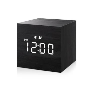 Imagem de Despertador JALL Digital LED Time Display Madeira Preto
