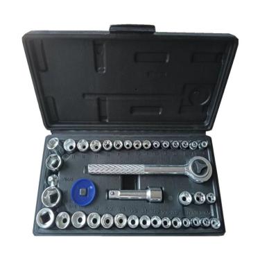 Imagem de Jogo De Chave Catraca Caixa De Ferramentas Completa Reversível Soquetes Maleta Preto - 40 Peças