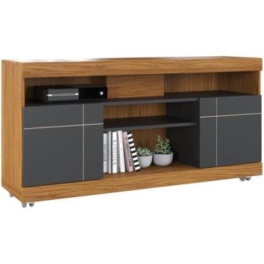 Imagem de Rack Bancada Yara 1,36 2 Portas para TV Noce Milano/Preto Fosco - Coli