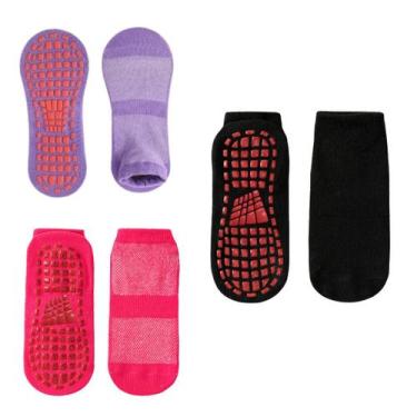 Imagem de 3 Pares de Meias Antiderrapante Infantil 3 Tamanhos TAMANHO:20-24COR:M