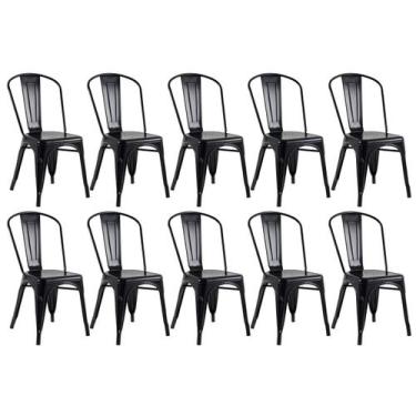 Imagem de Kit 10 Laráz Cadeiras Iron Tolix Industrial Preto - Laraz
