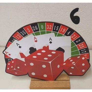Imagem de Kit 6 Enfeite de Mesa Decoração Festa Mdf Cassino