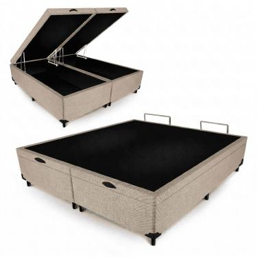 Imagem de Box Baú Max Ultra 198CM Queen Size Suede com Estrutura em MDF Bege Maxispuma
