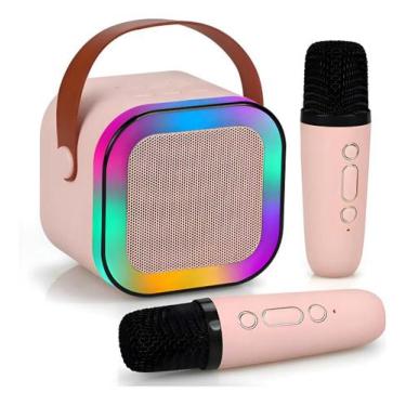 Imagem de Mini Caixa de Som Infantil Karaoke Com Microfone, Bluetooth e Led RGB 