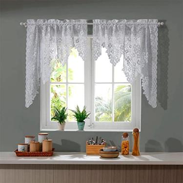 Imagem de Cortina de Renda para Cozinha Cascata DogWood Interlar 175x95cm Branca (Branca)