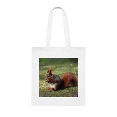 Imagem de Bolsa de esquilo, presente de esquilo, bolsa de ombro de esquilo, bolsas reutilizáveis, ideia de presente de cesta de natal de aniversário, presente para ela, presente para ele, bolsa feminina, Branco