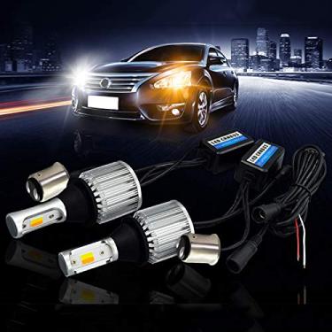 Imagem de SOCAL-LED 2x BA15d 1157 LED Lâmpada Switchback Extremamente Brilhante 30W 3000LM COB Kit de luz de seta DRL de alta potência, resistor de decodificador sem LED de erro Canbus, branco/âmbar