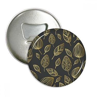 Imagem de Abridor de garrafas com ímã de geladeira com estampa de folhas douradas