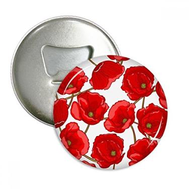 Imagem de Emblema multifuncional com estampa de flores vermelhas de milho e ímã de geladeira