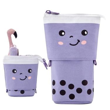 Imagem de ANGOOBABY Estojo de lápis de pé bonito porta-canetas telescópicas Kawaii, bolsa de papelaria, bolsa de cosméticos para escola, estudantes, escritório, mulheres, adolescentes, meninas, meninos,