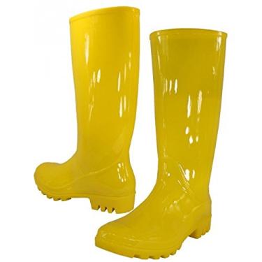 Imagem de Botas de chuva femininas elegantes à prova d'água de borracha para mulheres, Amarelo, 10