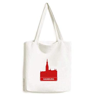Imagem de Bolsa de lona Hamburg Germany Red Landmark sacola de compras casual bolsa de mão