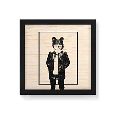 Imagem de Arte Maníacos Quadro Decorativo em Madeira Dog Casaco Quadrado - 30x30cm (Moldura caixa em laca preta)