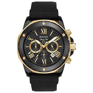 Imagem de Bulova Relógio analógico masculino de aço inoxidável com pulseira de silicone, preto, 24 (modelo: 98B278)