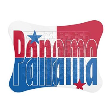 Imagem de Moldura de quebra-cabeça com nome da bandeira do país do Panamá, enfeite de jogo de quebra-cabeça