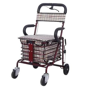 Imagem de carroça Scooter portátil para idosos com assentos dobráveis ​​que podem sentar em um carrinho de quatro rodas para fazer compras e um carrinho de caminhada casual dobrável