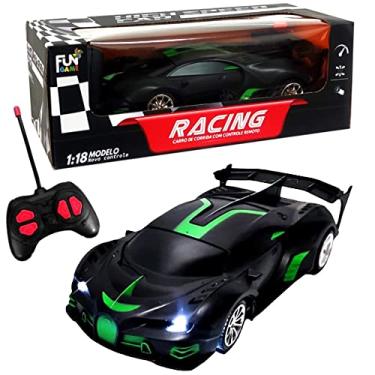 Imagem de Carrinho de Controle Remoto Com Farol e Bateria Recarregável Preto Carro de Controle com 5 Funções Esportivo para Crianças