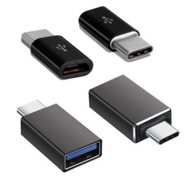 Imagem de Kit Adaptador Micro USB F 2.0 para USB Tipo C M 3.1+Adaptador USB A Femea X Tipo C Macho -OTG