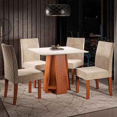 Imagem de Conjunto Sala de Jantar Mesa Quadrada com 4 Cadeiras Beatriz Cherry/Off White