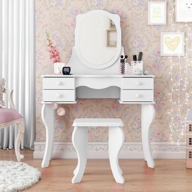 Imagem de Penteadeira 04 Gavetas Princesa Branca com Banqueta - Patrimar