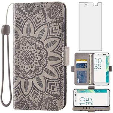 Imagem de Asuwish Capa de telefone para Sony Xperia XA Ultra com protetor de tela de vidro temperado e carteira de couro floral capa flip suporte para cartão de crédito acessórios para celular Experia C6 F3213