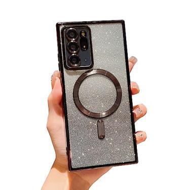 Imagem de VANIPUFF Capa magnética para Samsung Galaxy Note 20 Ultra 5g de 17,5 cm com protetor de lente de câmera, capa luxuosa com glitter gradiente brilhante compatível com MagSafe capa protetora transparente e à prova de choque (preto)