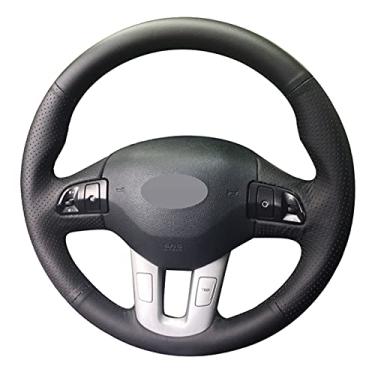 Imagem de Capa de volante de carro confortável antiderrapante costurada à mão preta, Fit For Kia Sportage 3 de 2011 a 2014 Kia ​​Ceed 2010