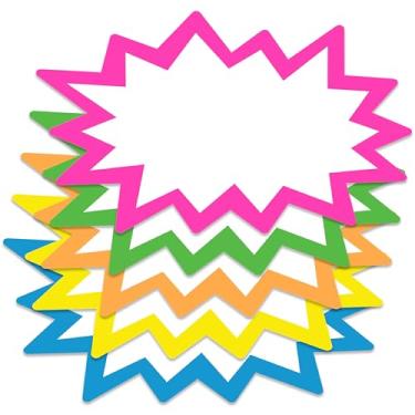 Imagem de Sinais Starburst com adesivos 100 peças | Etiquetas de preço de venda para venda de garagem, venda de imóveis, venda de quintal, suprimentos de varejo. 50 peças de cartões de sinal de preço e 50 peças