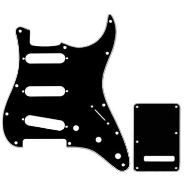 Imagem de Musiclily Kit Escudo SSS Pickguard Com Tampa Traseira para Guitarra Fender EUA/Mexicana Made Stratocaster Standard Estilo Moderno, 3 Camadas Preto
