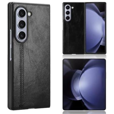 Imagem de Capa compatível com Samsung Galaxy Z Fold 6, de couro PU retrô, ultrafina, à prova de choque, compatível com Samsung SM-F956B/DS Galaxy Z Fold6 / SM-F956U1 SM-F956N SM-F956W capa preta