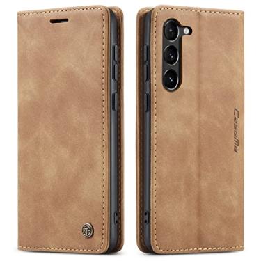 Imagem de FCOZCKLOM Capa carteira para Samsung Galaxy S23, capa protetora de couro macio com suporte para cartão para Samsung Galaxy S23 6,1 polegadas (marrom)