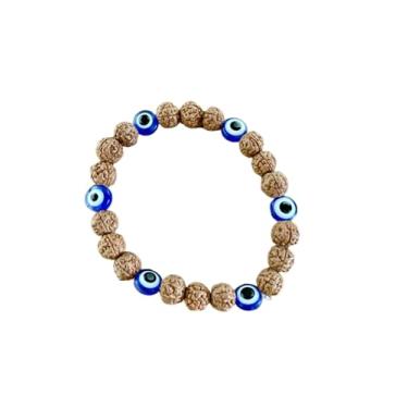 Imagem de Pulseira Rudraksha e Olho Grego Contas Japamala